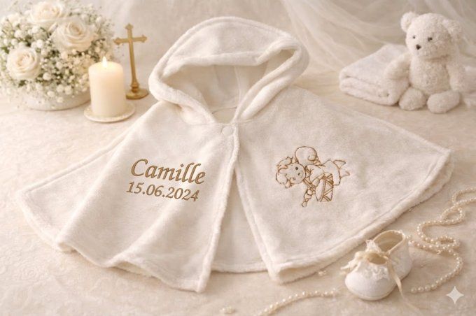 Cape baptême ange musicien 